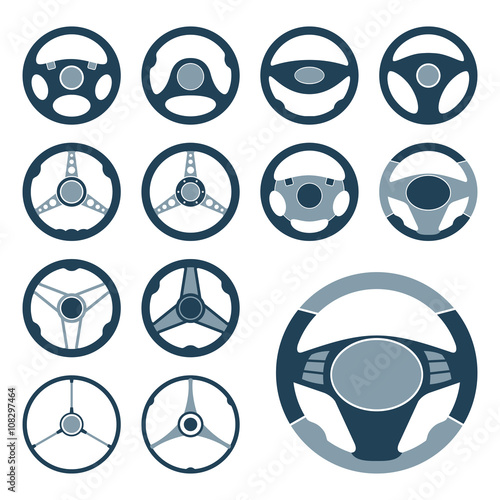 Car Steering Wheel Icons Set