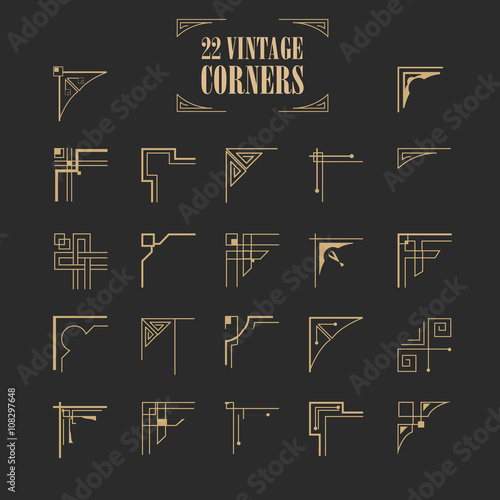  set of vintage ornamental calligraphic corners 