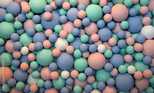 Beautiful colorful background of blue, pink, light green and white balls