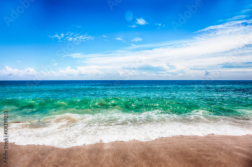 Tropical beach with clouds