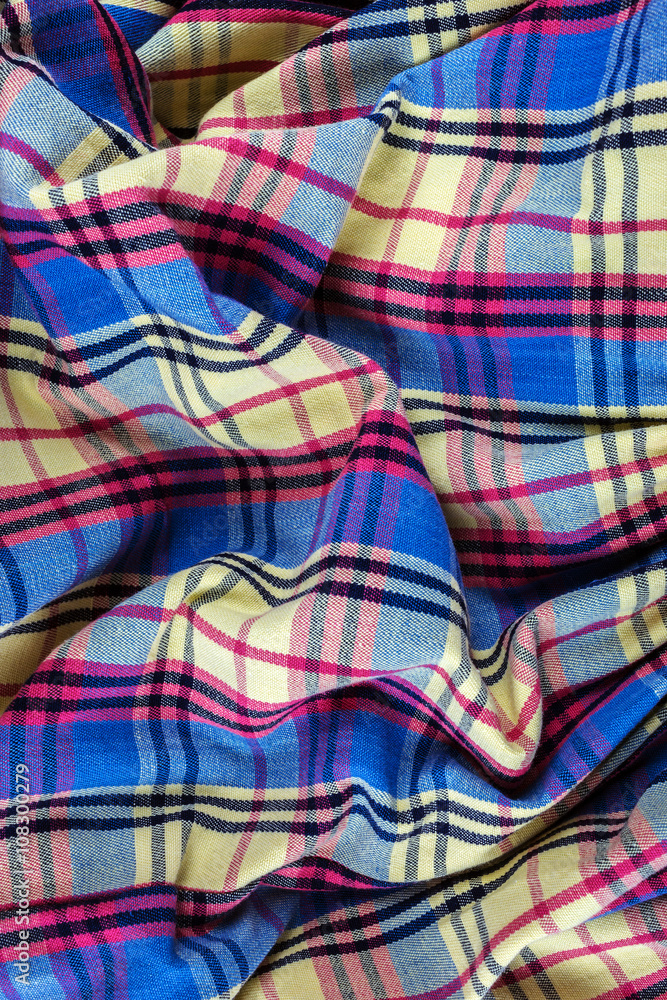 textile fabric with pleats in the box. texture of crumpled fabr textile fabric with pleats in the box. texture of crumpled fabr
