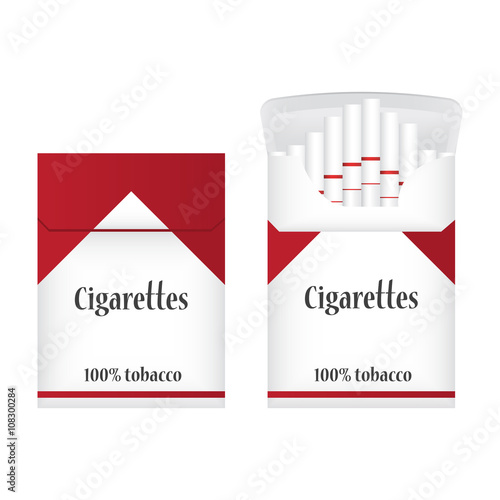 Closed white pack of cigarettes. Open pack of cigarettes. Two Cigarette packs icon. Cigarettes pack vector illustration