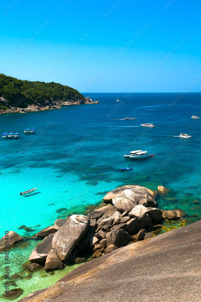 Bay, beach, turquoise water, boat,