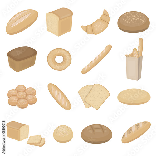 Bread set vector icons for web and mobile