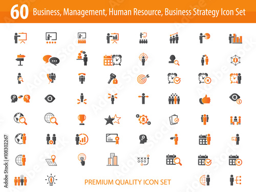 Set of business, management, human resources, business strategy icons