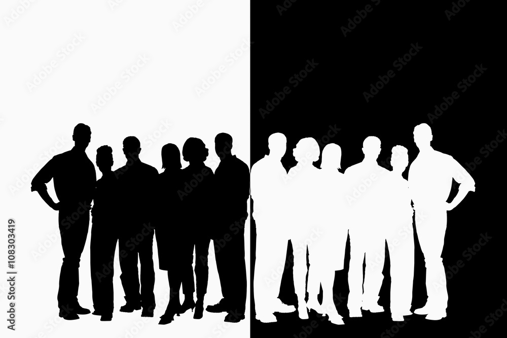 Grupo de personas, fondo blanco y negro, gente Stock Illustration | Adobe  Stock