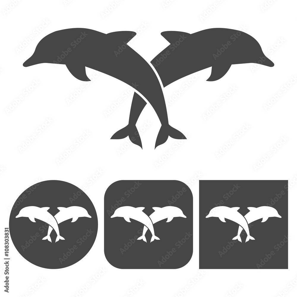Dolphins - vector icons set Dolphins - vector icons set