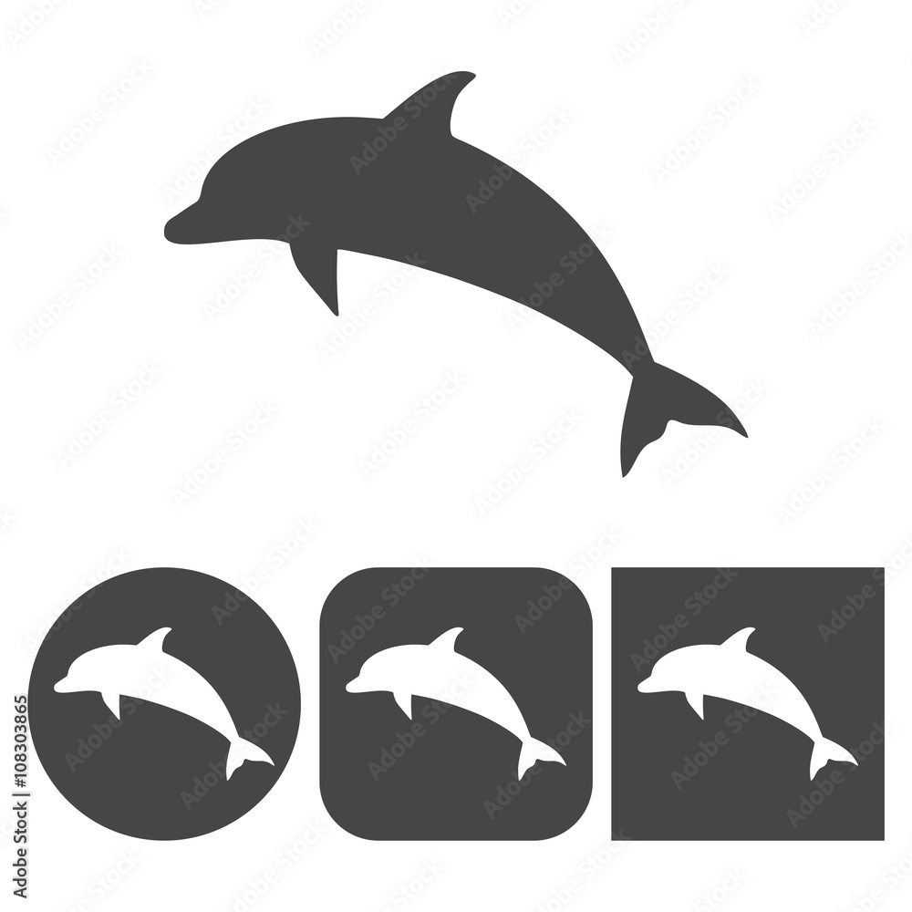 Fototapeta premium Dolphins - vector icons set