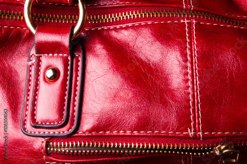 fittings on the leather hand bag