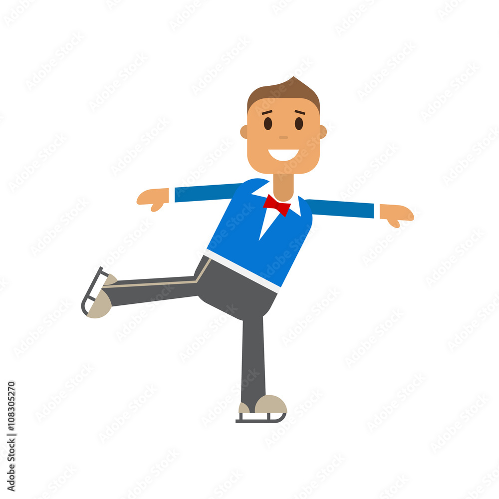 Vector illustration of figure skater in dance in uniform. Flat design winter sport. Vector illustration of figure skater in dance in uniform. Flat design winter sport.