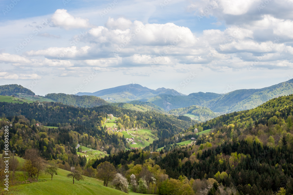 Green spring mountains in Slovenia Green spring mountains in Slovenia