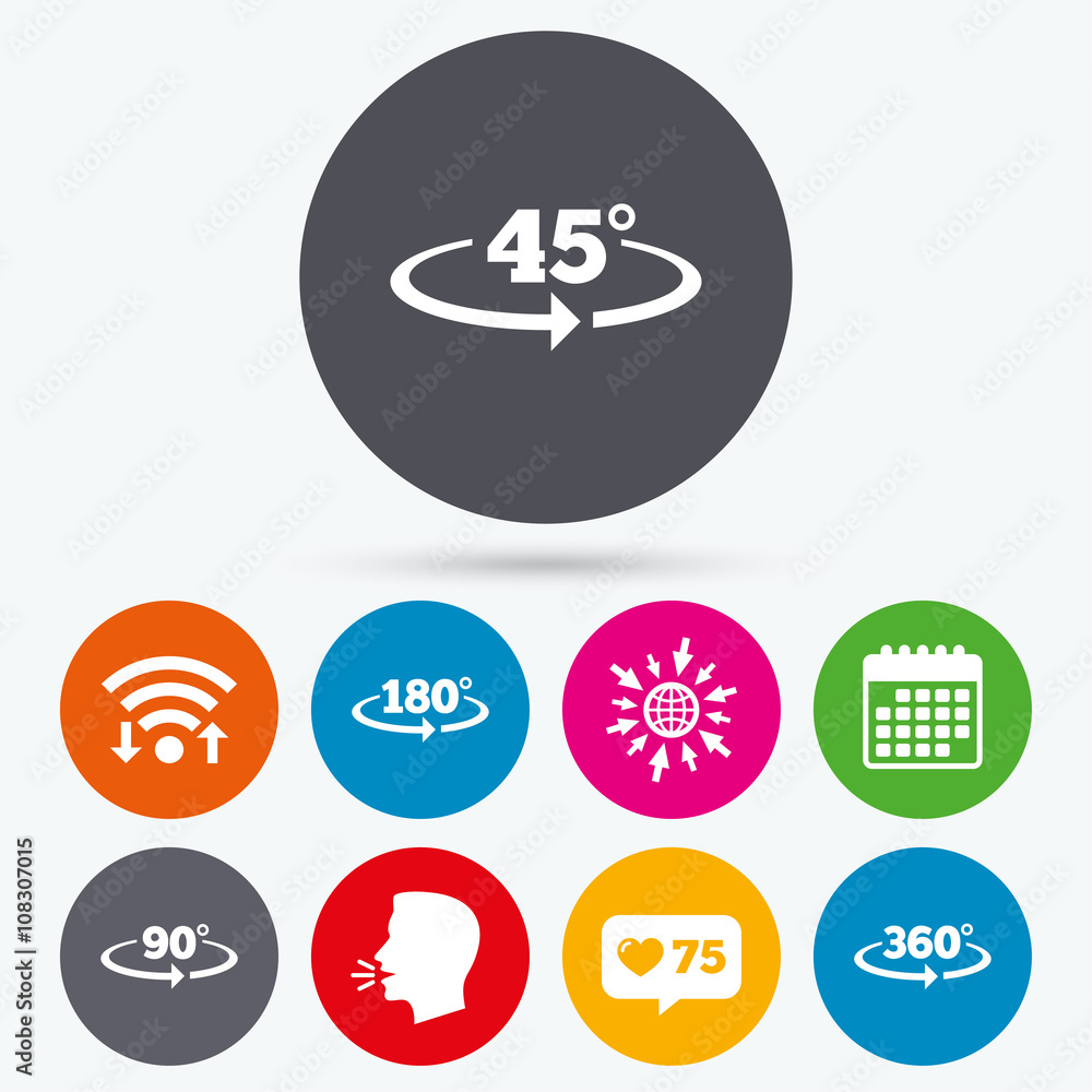 Angle degrees icons. Geometry math signs. Angle degrees icons. Geometry math signs.