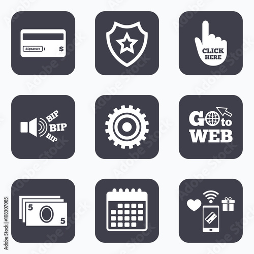 ATM cash machine withdrawal icons.