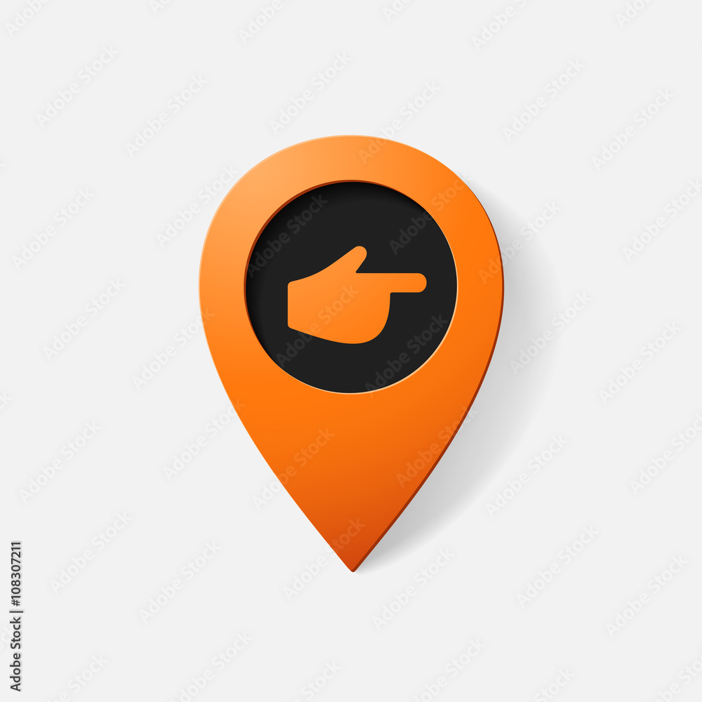 Obraz premium Realistic color pointer: finger to the right