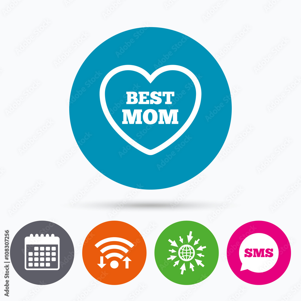 Best mom sign icon. Heart love symbol. Best mom sign icon. Heart love symbol.