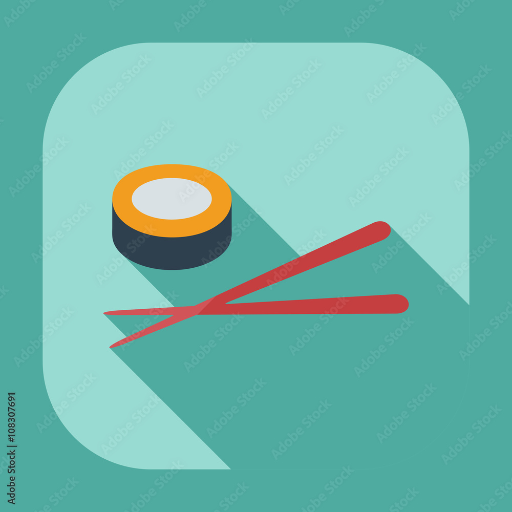 Flat modern design with shadow icons Japanese sushi Flat modern design with shadow icons Japanese sushi