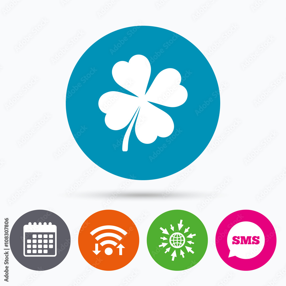 Clover with four leaves sign. St. Patrick symbol Clover with four leaves sign. St. Patrick symbol