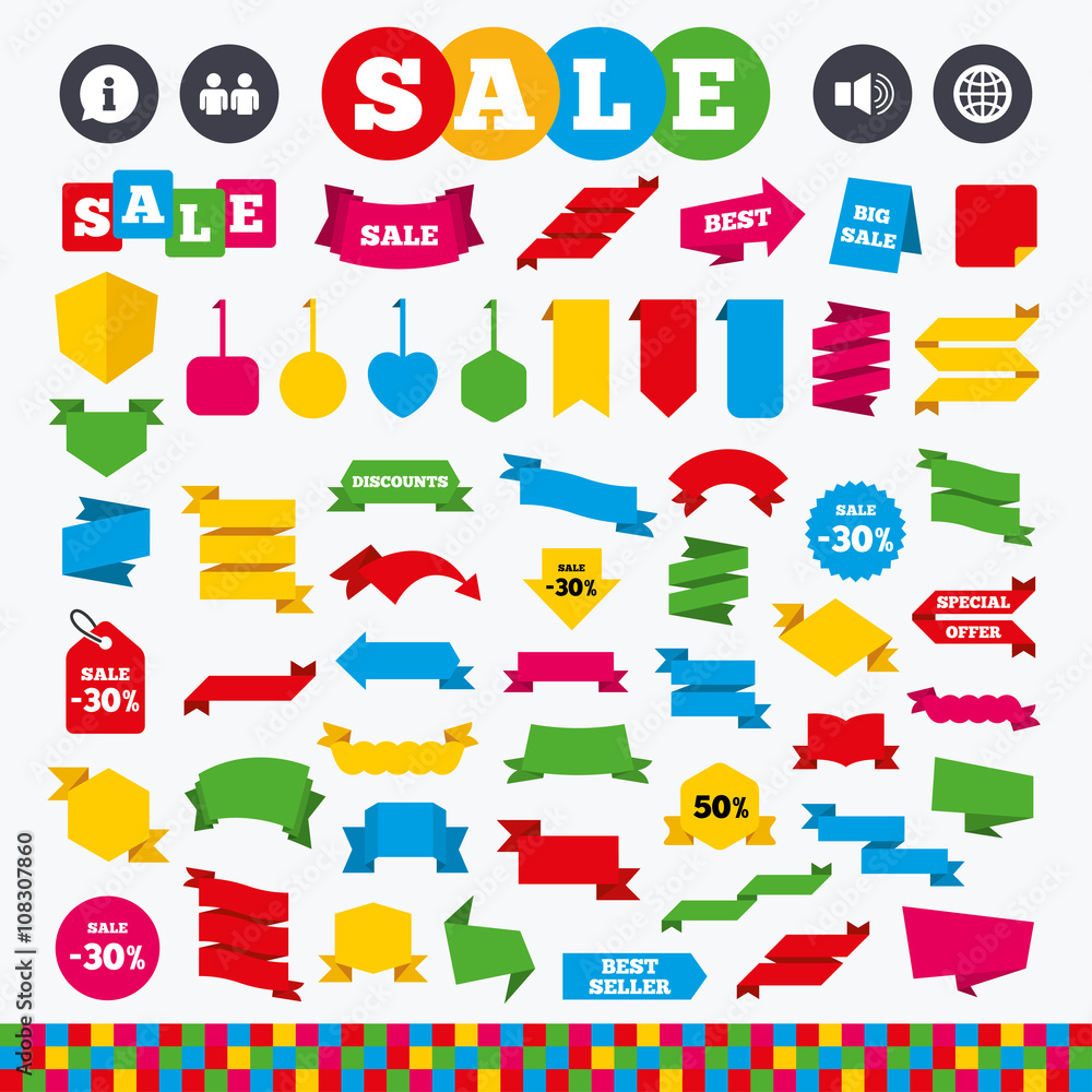 Fototapeta premium Information sign and group. Communication icons.