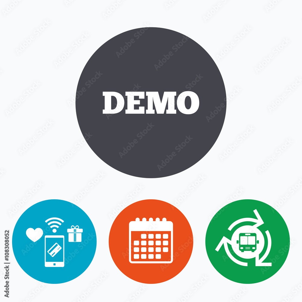 Demo sign icon. Demonstration symbol. Demo sign icon. Demonstration symbol.