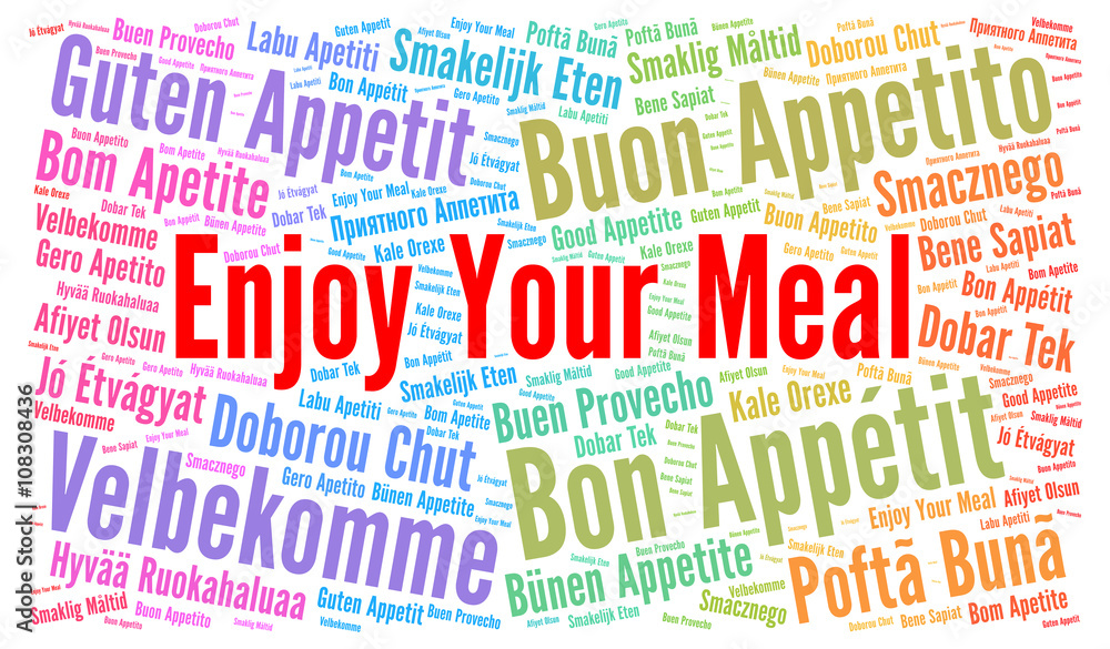 Enjoy your meal in different languages word cloud Enjoy your meal in different languages word cloud