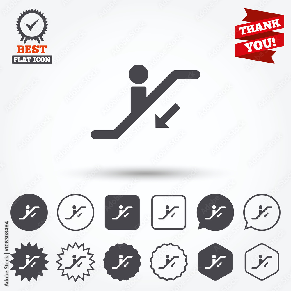 Escalator staircase icon. Elevator moving stair. Escalator staircase icon. Elevator moving stair.