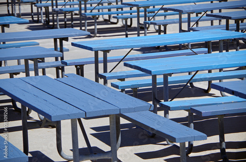 Blue picnic benches  © Paul Pellegrino