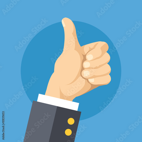 Thumbs up flat design concept. Vector illustration