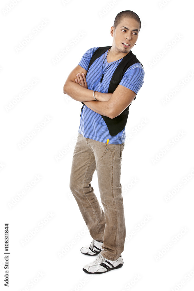 man in crossed arm looking on the side man in crossed arm looking on the side