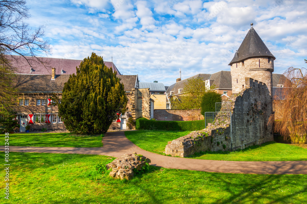 medieval city wall in Maastricht, Netherlands medieval city wall in Maastricht, Netherlands