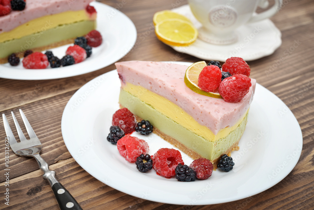 Piece of berry cheesecake Piece of berry cheesecake