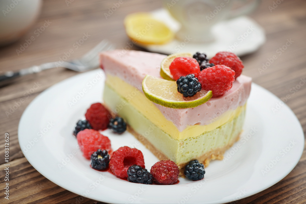 Piece of berry cheesecake Piece of berry cheesecake
