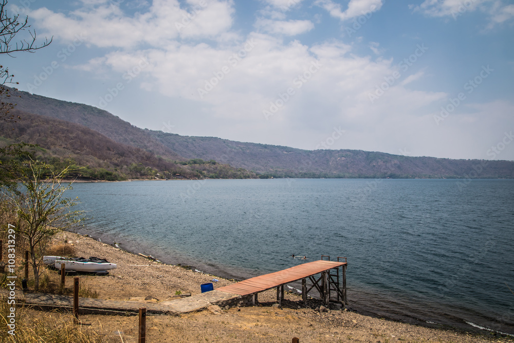 view of Gangplank on water at Lake Laguna de Apoyo, Nicaragua