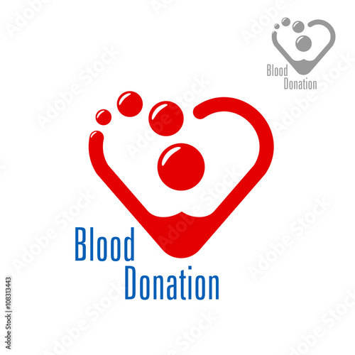 Blood donation symbol with heart made of red drops