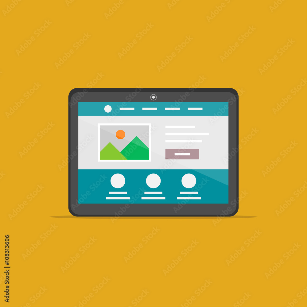 Landing page tablet isolated vector illustration. Responsive (adaptive) web design technology creative concept. Friendly user interface landing page graphic design.
Landing page tablet isolated vector illustration. Responsive (adaptive) web design technology creative concept. Friendly user interface landing page graphic design.
