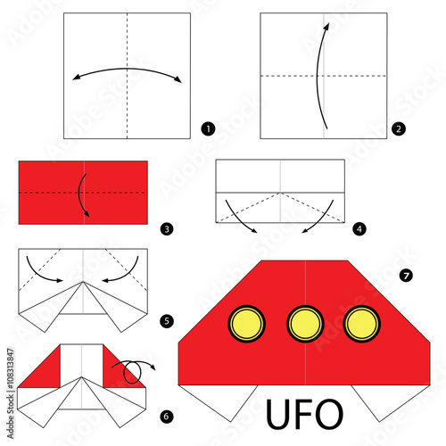 Step by step instructions how to make origami A UFO.