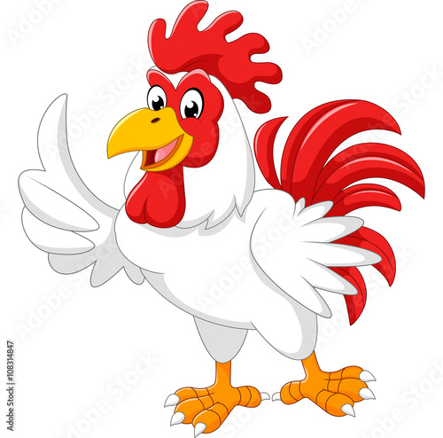 Cartoon rooster giving thumb up