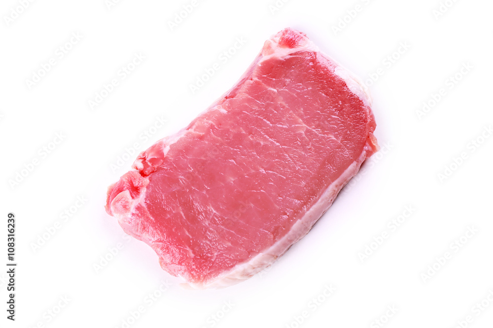 Piece of pork meat, isolated on white