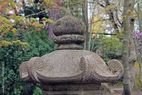 Closeup of a Stone Japanese Lantern Pagoda