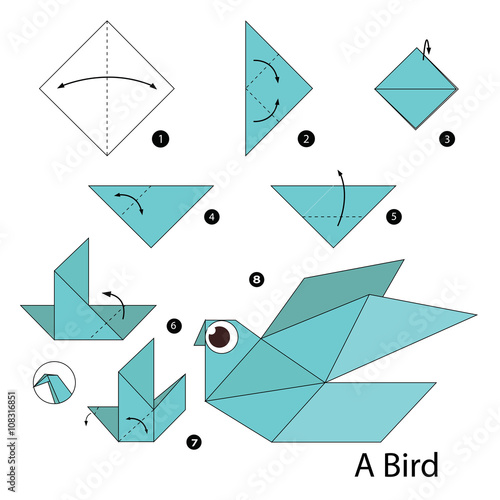 Step by step instructions how to make origami A Bird.