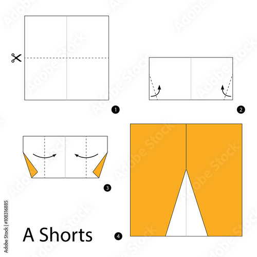 Step by step instructions how to make origami A Shorts.