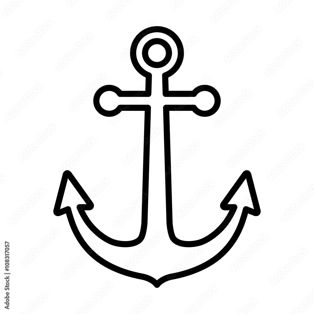 at donere Ledsager Betjening mulig Ship anchor or boat anchor line art icon for apps and websites Stock Vector  | Adobe Stock