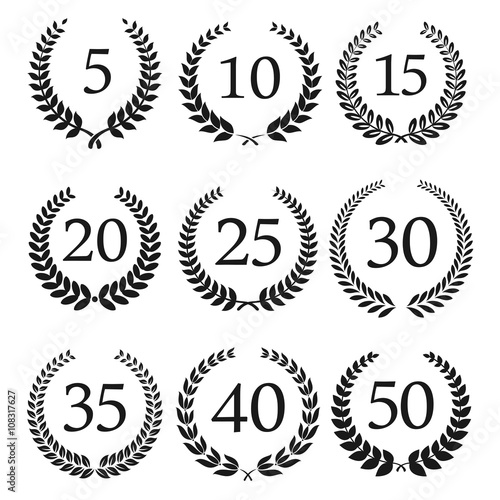 Anniversary and jubilee laurel wreaths icons