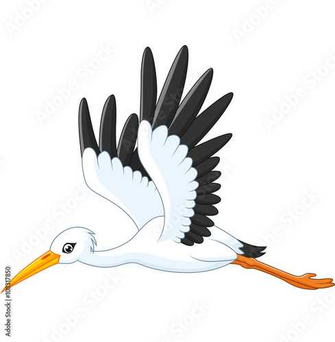 Cartoon stork flying