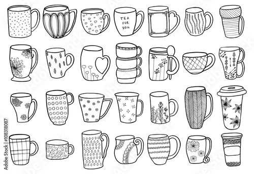 Set of tea and coffee cups.
