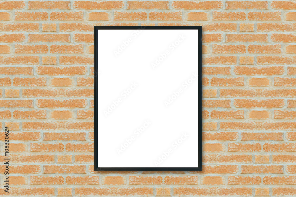 Mock up blank poster picture frame on brick wall. Mock up blank poster picture frame on brick wall.