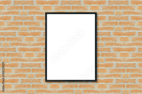 Wallpaper Mural Mock up blank poster picture frame on brick wall. Torontodigital.ca