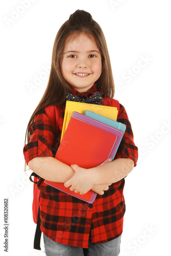 Little girl with backpack a...