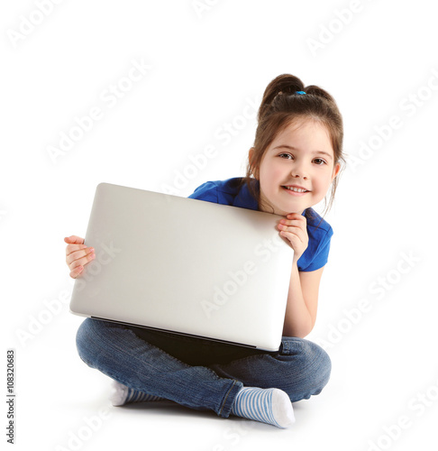 Little girl with laptop iso...