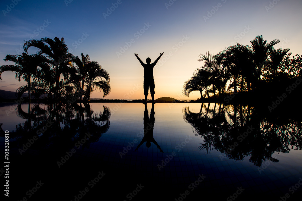 Canvas Print silhouette success man