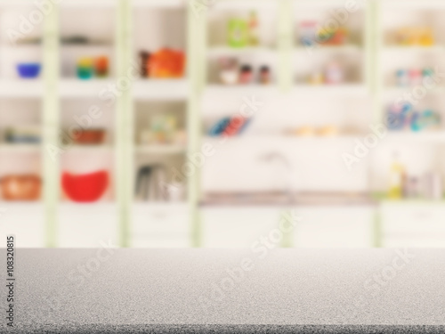 Photos granite counter top with kitchen cabinet background